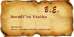 Bordács Etelka névjegykártya