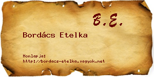 Bordács Etelka névjegykártya